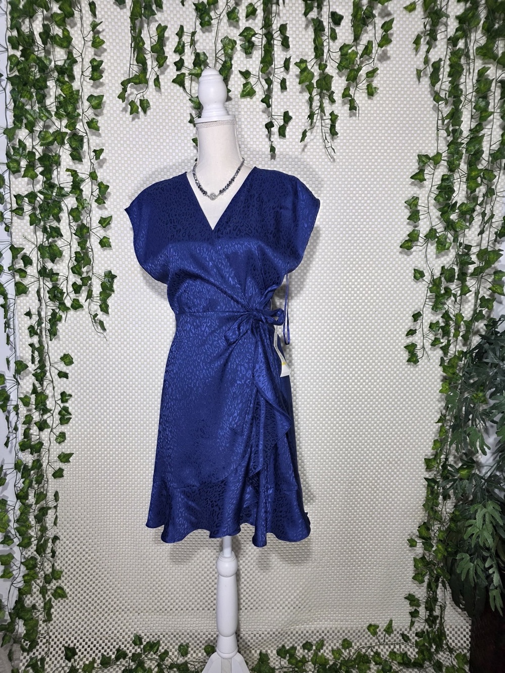 Tiana B. Royal Blue Wrap-Style Midi Dress